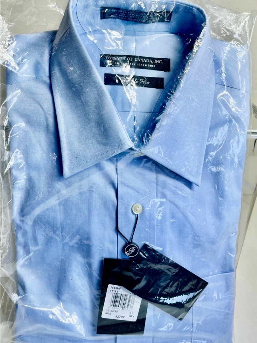 (BRAND NEW) FORSYTH OF CANADA MEN'S LIGHT BLUE DRESS SHIRT 16 34/35 - Picture 2 of 6